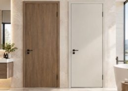 مقایسه درب سرویس بهداشتی HPL و ABS در یک فضای مدرن ضد آب